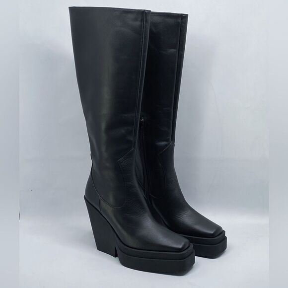 Gia Borghini  Texan Leather Platform Knee-High Boots size 37 - Picture 1 of 13